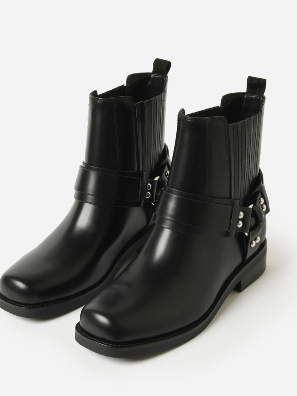 Marc Fisher Black Leather Harness Ankle Booties